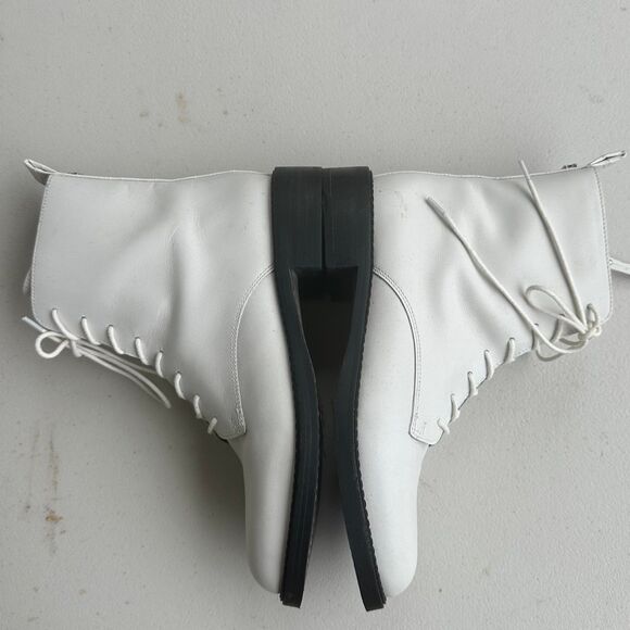 Sam Edelman Women's Nina Bright White Leather Lace Up Side Zip Combat Boots 7 - Picture 7 of 7